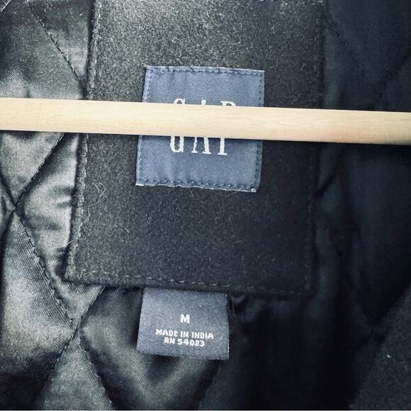 GAP wool blend mens pea coat black size medium quilted lining, front pockets - Picture 4 of 9